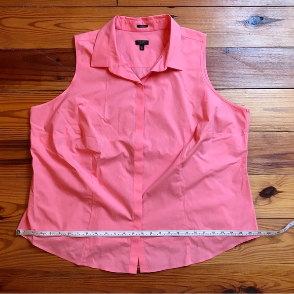 Talbots Petites Wrinkle Resistant Salmon Sleeveless Button Down Top, EUC, 22 - Picture 7 of 10